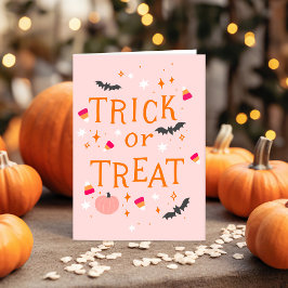 Agradecimiento Tarjeta de felicitación de halloween rosa Trick O 