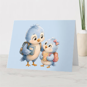 Agradecimiento Tarjeta de felicitación de hermanos de pájaro azul