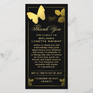 Agradecimiento Tarjeta de felicitación de la mariposa dorada