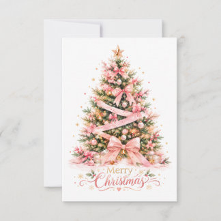 Agradecimiento Tarjeta de Felicitación de Navidad con Árbol Rosa