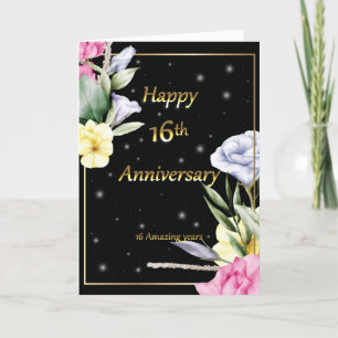 Agradecimiento Tarjeta de felicitación de oro del 16° aniversario