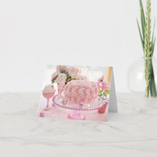 Agradecimiento Tarjeta de felicitación de pastel y flores rosas p