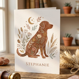Agradecimiento Tarjeta de Felicitación de Perro Boho – Regalo par