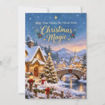 Tarjeta de Felicitación de Pueblo Nevado Magia de