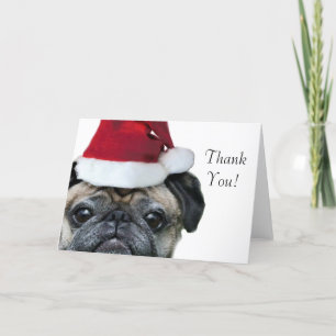 Agradecimiento Tarjeta de felicitación de pug de Navidades de agr