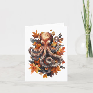 Agradecimiento Tarjeta de Felicitación de Pulpo de Otoño Naranja