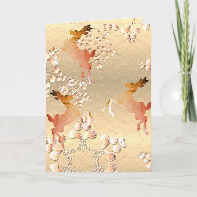 Agradecimiento Tarjeta de felicitación de renos y copos de nieve  (Anverso)