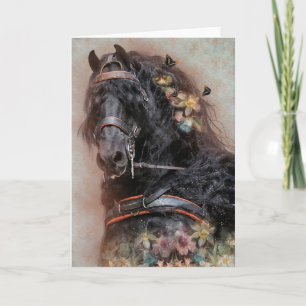 Agradecimiento Tarjeta de felicitación del caballo negro frisón