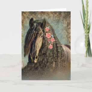 Agradecimiento Tarjeta de felicitación del caballo negro Frisón