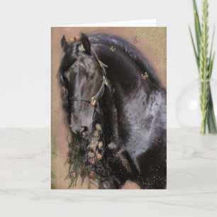 Agradecimiento Tarjeta de felicitación del caballo negro frisón