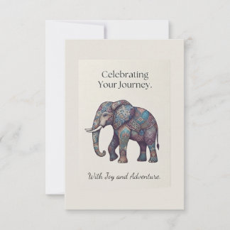 Agradecimiento Tarjeta de felicitación del elefante que celebra t