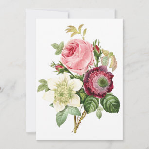 Agradecimiento Tarjeta de felicitación en blanco con flores vinta