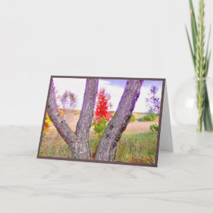 Agradecimiento tarjeta de felicitación en blanco del árbol rojo b