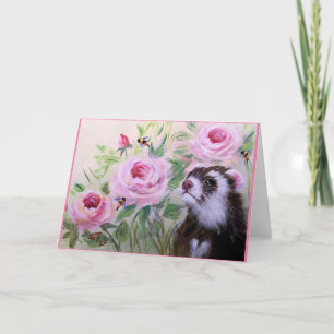 Agradecimiento Tarjeta de felicitación en blanco para ferret y fl