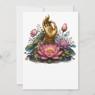 Agradecimiento Tarjeta de Felicitación Flor de Loto Mano de Buda