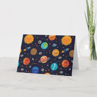 Agradecimiento Tarjeta de felicitación Happy Planets (en blanco)