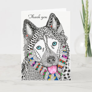 Agradecimiento Tarjeta de felicitación Husky Siberiana, fina y co