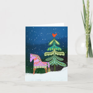 Agradecimiento Tarjeta de felicitación Hygge Winter Horse and Tre