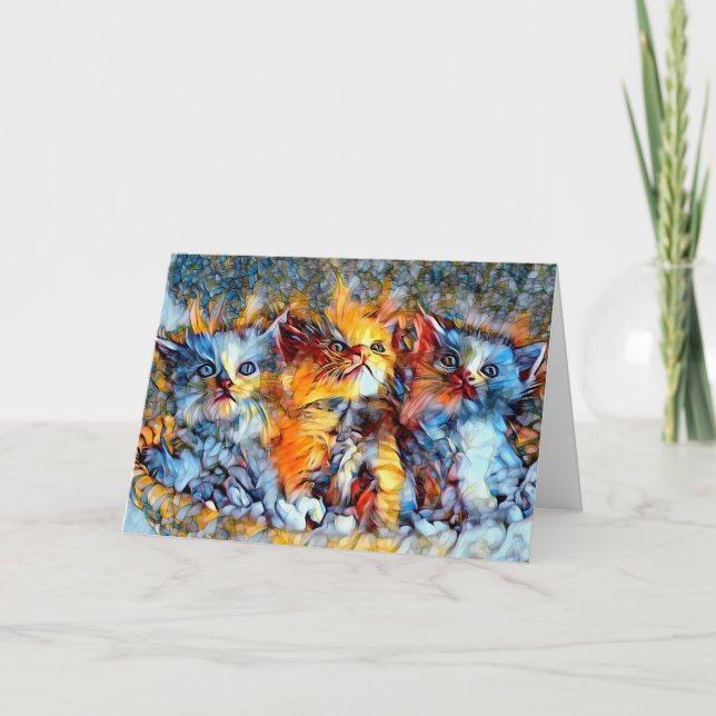 Agradecimiento Tarjeta de felicitación Mosaic Kittens Blank (Anverso)