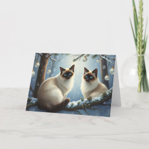 Agradecimiento Tarjeta de felicitación para gatos siameses navida