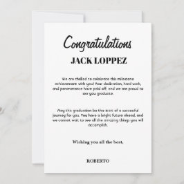 Agradecimiento Tarjeta de felicitación para la graduación