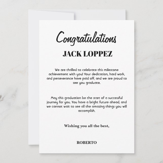 Agradecimiento Tarjeta de felicitación para la graduación (Anverso)