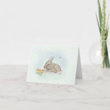 Tarjeta de felicitación pequeña Burro dulce y flor