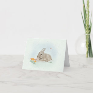 Agradecimiento Tarjeta de felicitación pequeña Burro dulce y flor