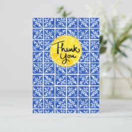 Agradecimiento Tarjeta de felicitación plana Lemon & Tile "Gracia