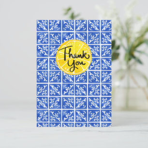 Agradecimiento Tarjeta de felicitación plana Lemon & Tile "Gracia