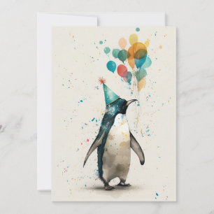 Agradecimiento Tarjeta de felicitación plana Penguin Gorra fiesta