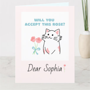 Agradecimiento Tarjeta de felicitación plegada para gato y Rosa A