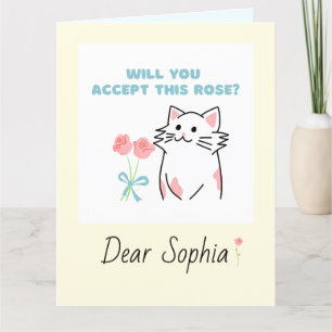 Agradecimiento Tarjeta de felicitación plegada para gato y Rosa A