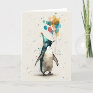 Agradecimiento Tarjeta de felicitación plegada Penguin Gorra fies