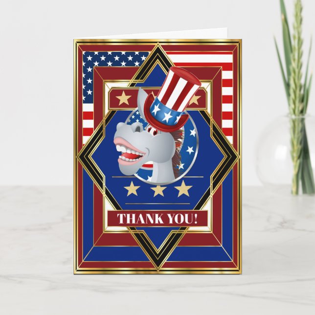 Agradecimiento Tarjeta de felicitación política demócrata (Anverso)