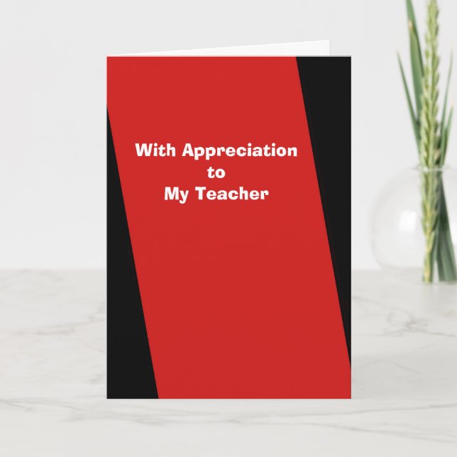 Agradecimiento Tarjeta de felicitación por día del profesor, rojo (Anverso)
