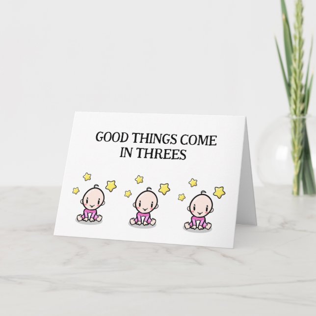Agradecimiento Tarjeta de felicitación Triplets, 3 chicas, (Anverso)