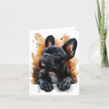 Tarjeta de felicitaciones al Bulldog francés negro