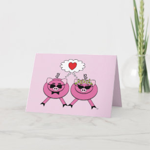 Agradecimiento Tarjeta de felicitaciones de boda de cerdos novios