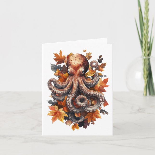 Agradecimiento Tarjeta de felicitaciones Octopus de naranja de ot (Anverso)