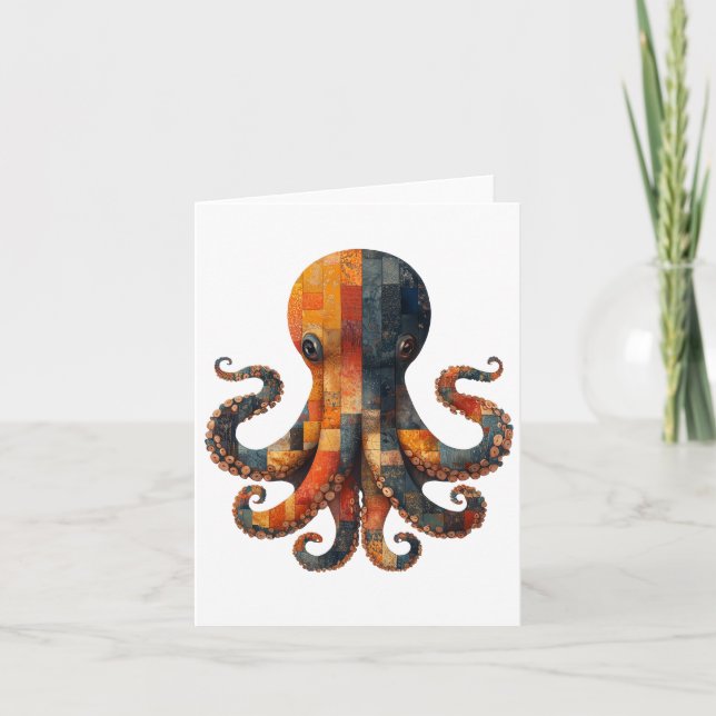 Agradecimiento Tarjeta de felicitaciones Octopus de Patchwork (Anverso)