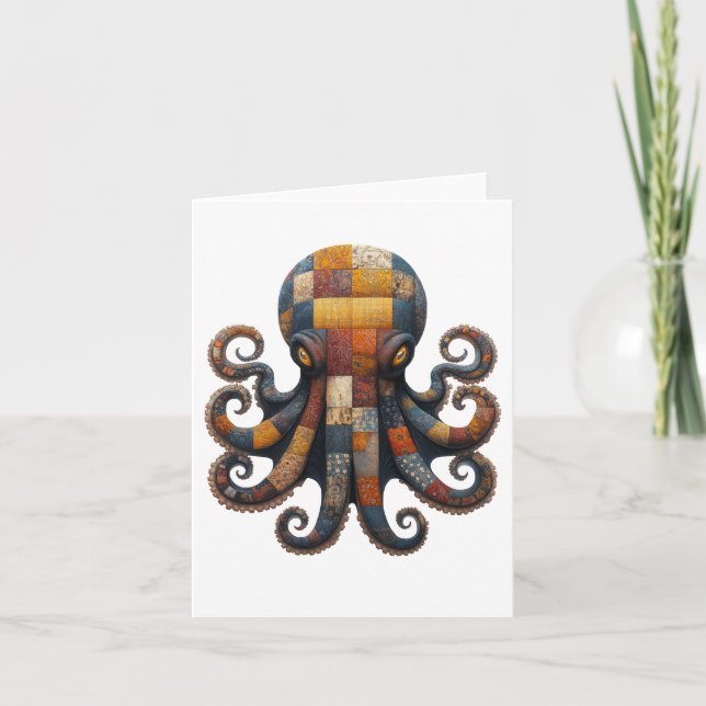 Agradecimiento Tarjeta de felicitaciones Octopus de Patchwork (Anverso)