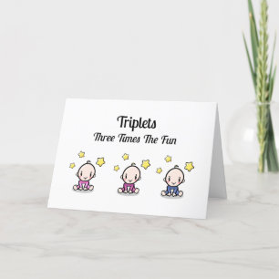 Agradecimiento Tarjeta de felicitaciones triplets, 2 Chicas y 1 n