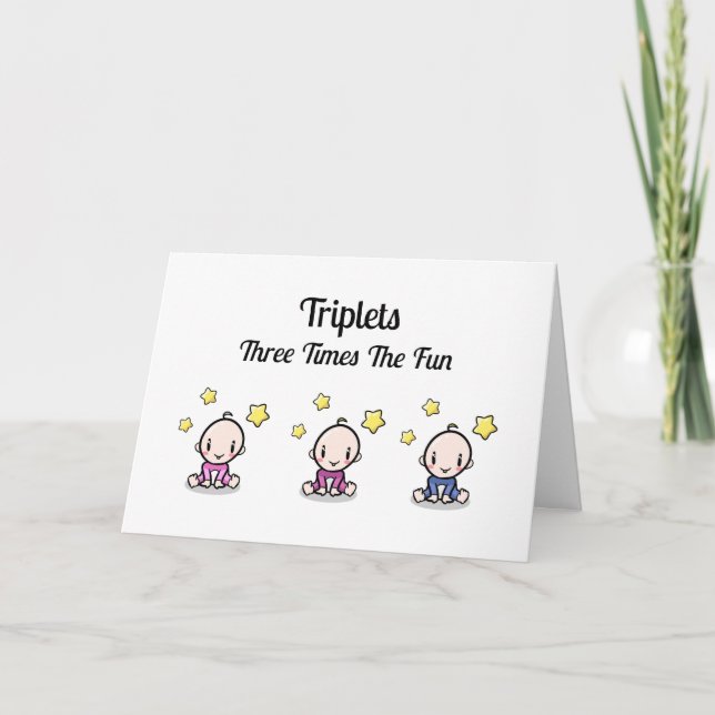 Agradecimiento Tarjeta de felicitaciones triplets, 2 Chicas y 1 n (Anverso)