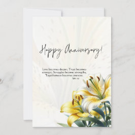 Agradecimiento Tarjeta de Feliz Aniversario JW Amarillo y Lirios