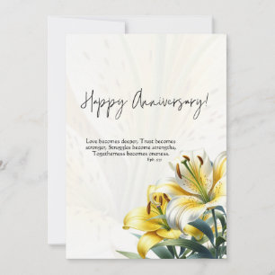 Agradecimiento Tarjeta de Feliz Aniversario JW Amarillo y Lirios 