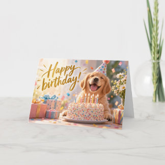 Agradecimiento Tarjeta de Feliz Cumpleaños con adorable Retriever