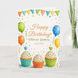 Agradecimiento Tarjeta de Feliz Cumpleaños con Cupcake Colorido