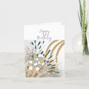 Agradecimiento Tarjeta de Feliz Cumpleaños con Flores Abstractas