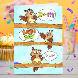 Agradecimiento Tarjeta de Feliz Cumpleaños de Búhos Adorables